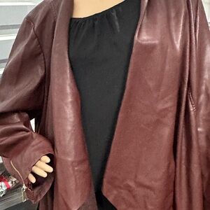 Ulla Popken Burgundy Leather Jacket